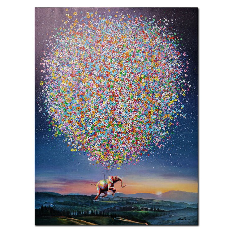 Toile éléphant FLYING ELEPHANT AT NIGHT