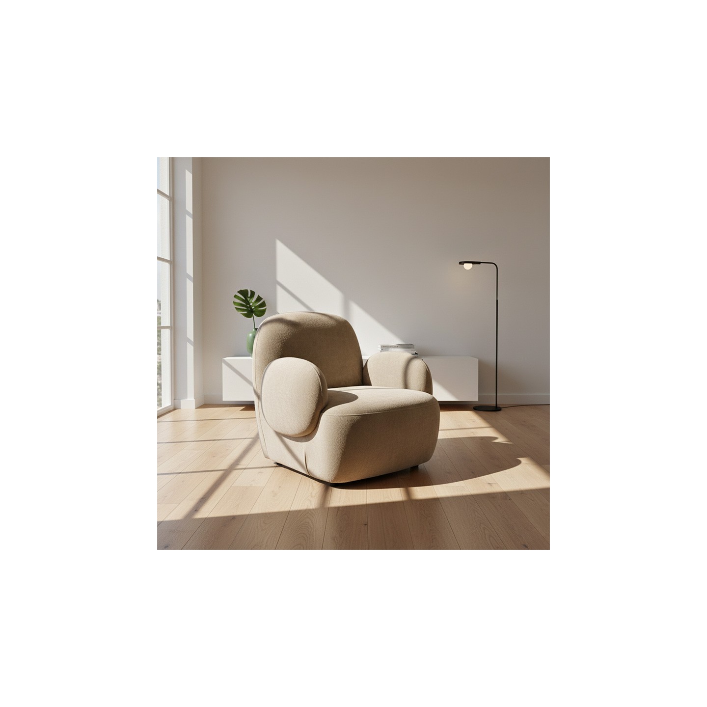 Fauteuil salon beige ORIANE