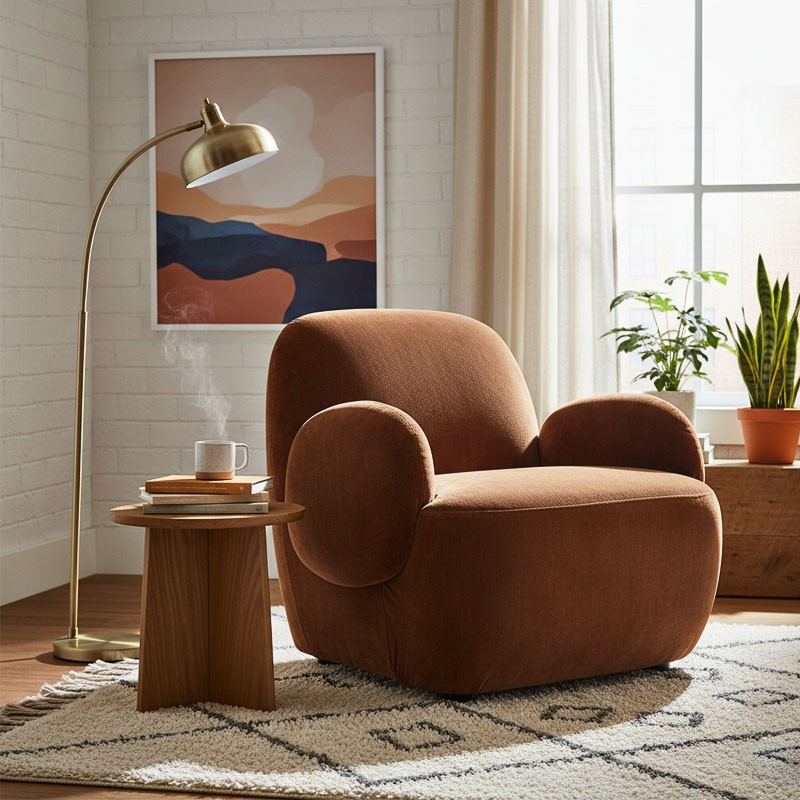 Fauteuil velours terracotta ORIANE