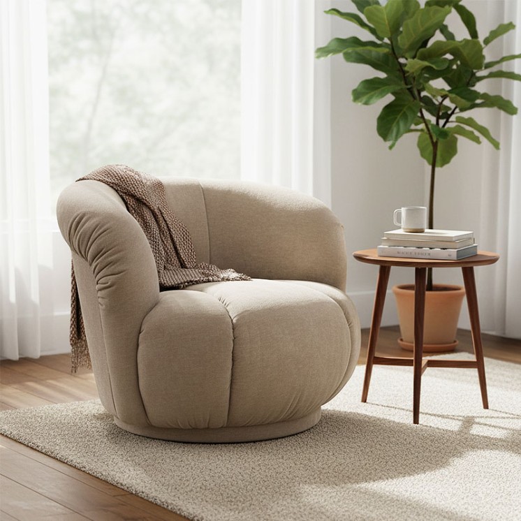 Fauteuil en velours beige ALIZEE