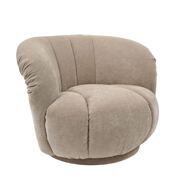 Fauteuil en velours beige ALIZEE