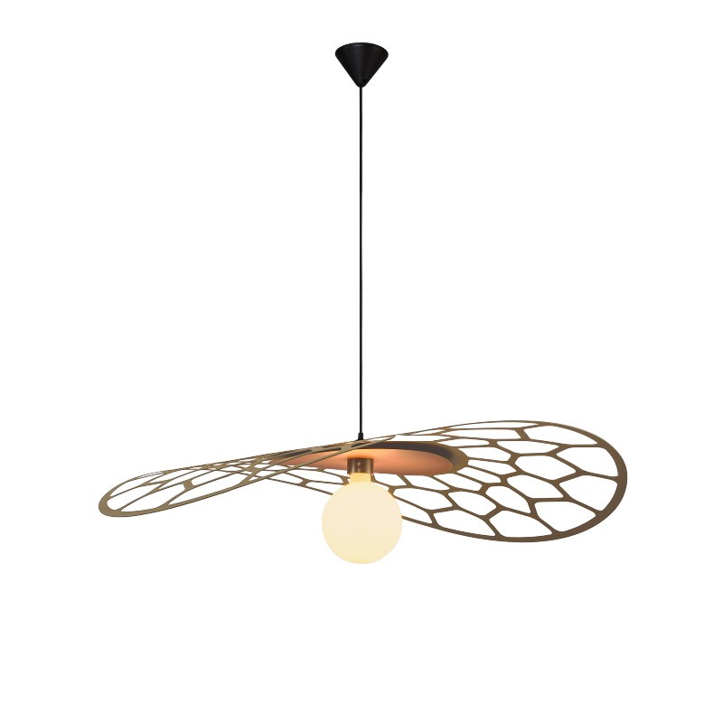 Suspension moderne EOLE Ø95 cm, graine de lin & sable de Tanami