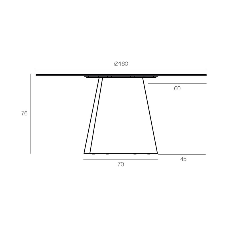 Table de salle à manger ronde PIANA, 6 finitions de plateaux céramique