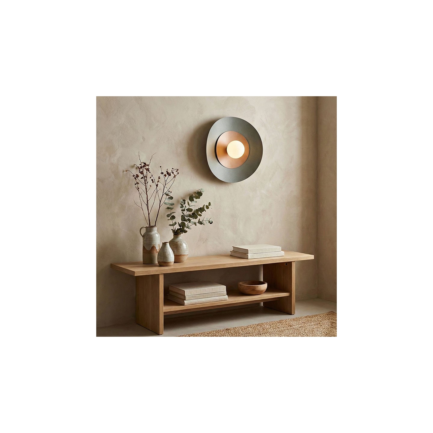 Applique originale ALIZE coloris vert profond & havane, 4 diamètres