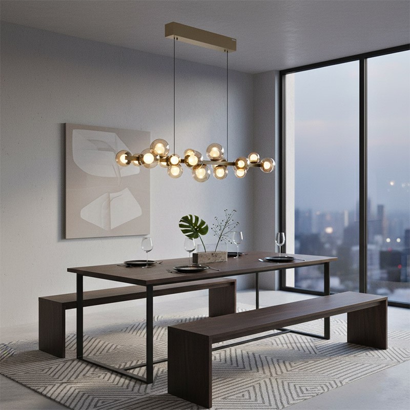 Suspension boule verre multiple PURE E-POPUP bronze Paul Neuhaus