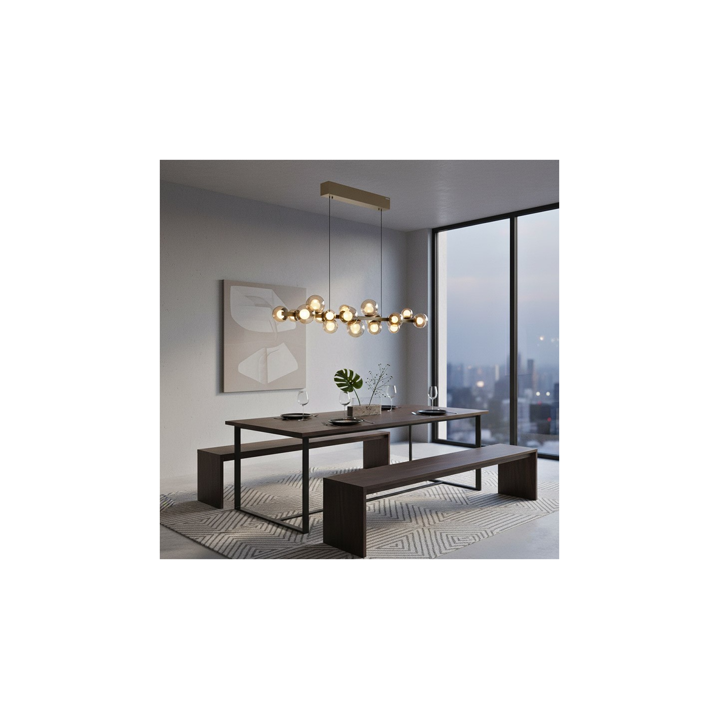 Suspension boule verre multiple PURE E-POPUP bronze Paul Neuhaus