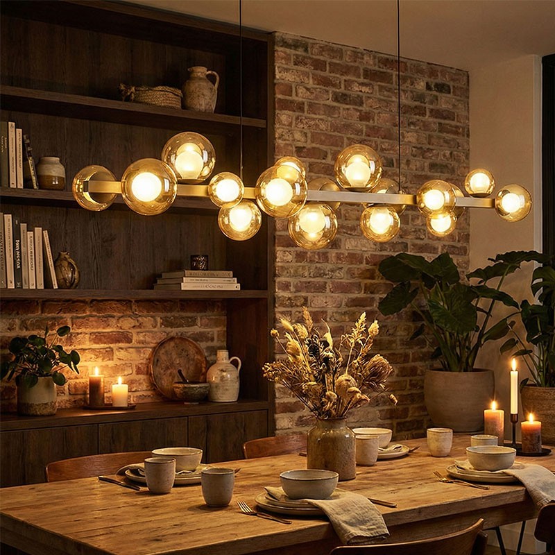 Suspension boule verre multiple PURE E-POPUP bronze Paul Neuhaus