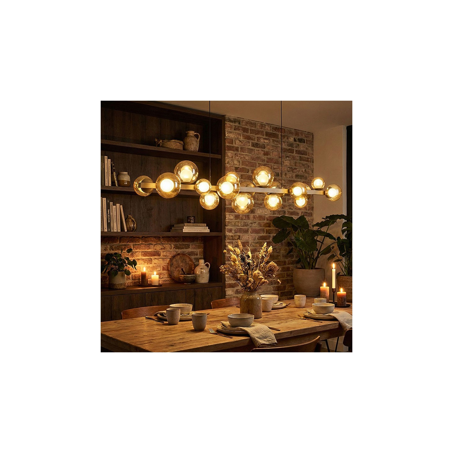 Suspension boule verre multiple PURE E-POPUP bronze Paul Neuhaus