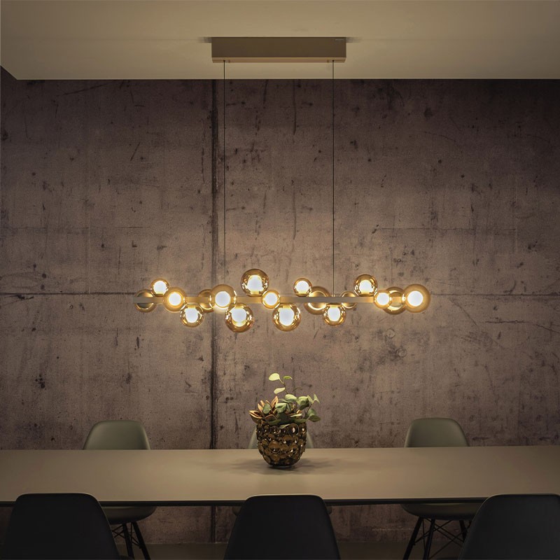 Suspension boule verre multiple PURE E-POPUP bronze Paul Neuhaus