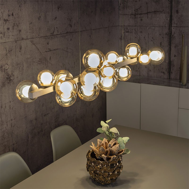 Suspension boule verre multiple PURE E-POPUP bronze Paul Neuhaus