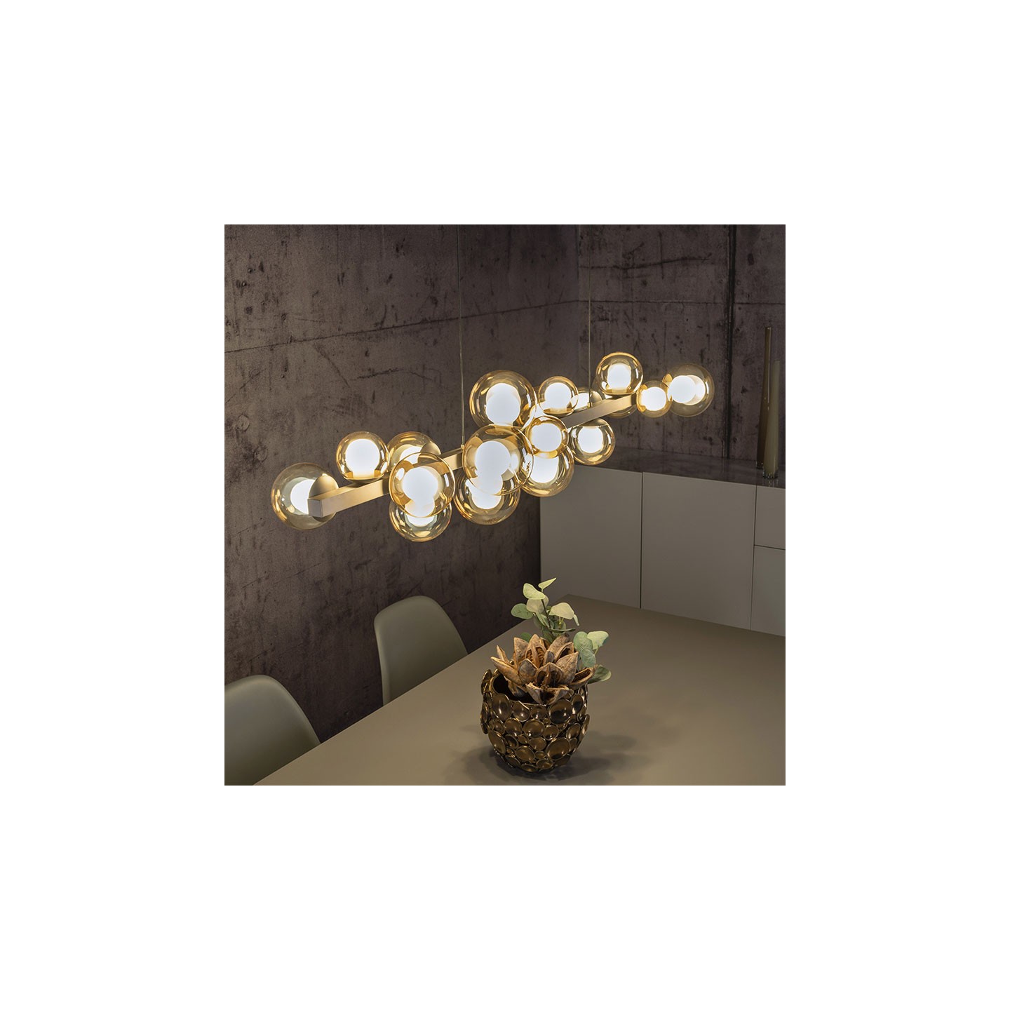 Suspension boule verre multiple PURE E-POPUP bronze Paul Neuhaus