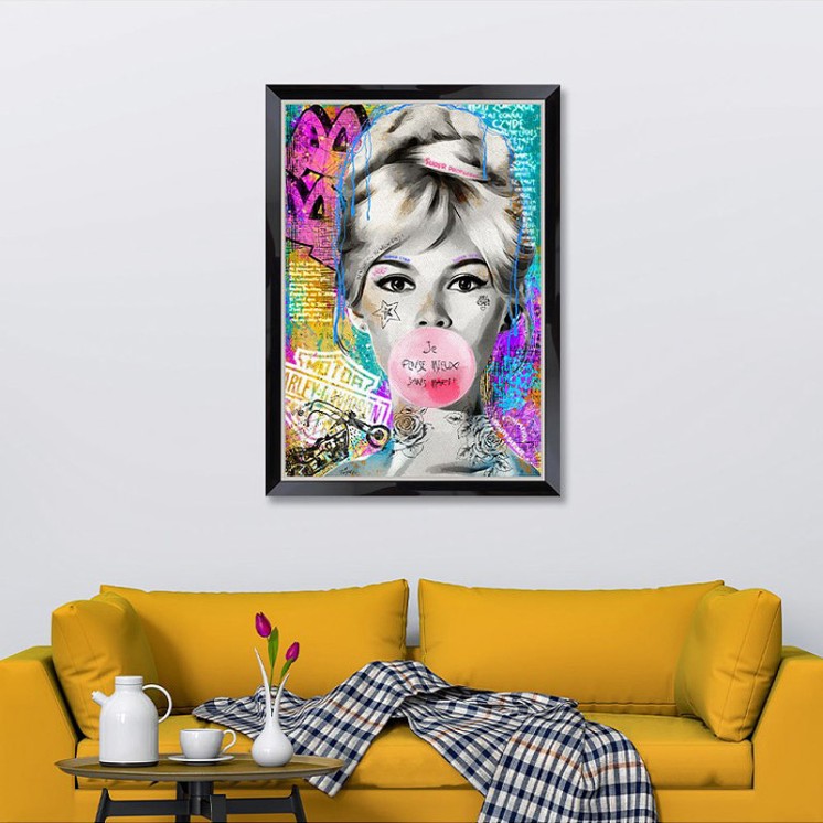 Tableau BRIGITTE BARDOT, artiste Romaric, 2 tailles Cadraven