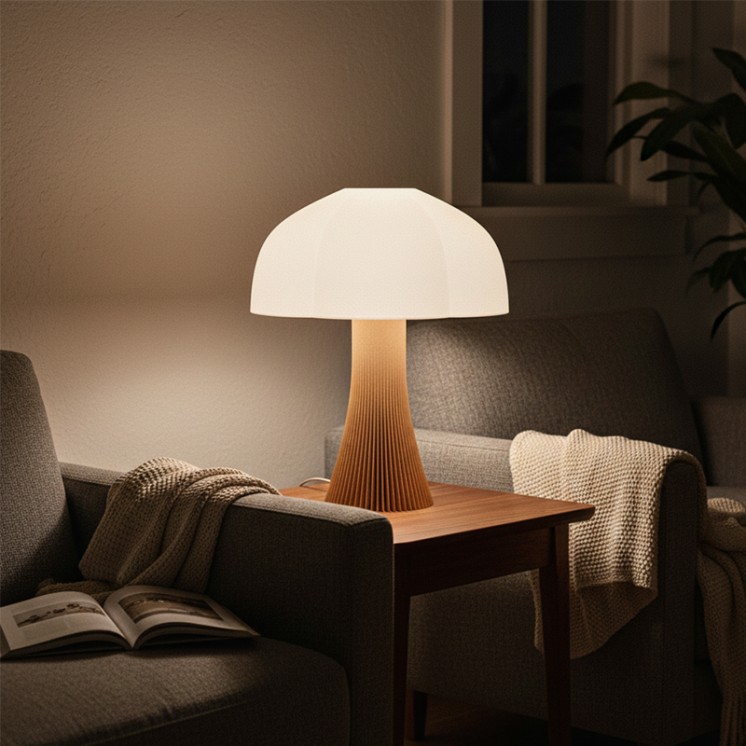 Lampe en forme de champignon ARBORESCENCE bois, 4 tailles