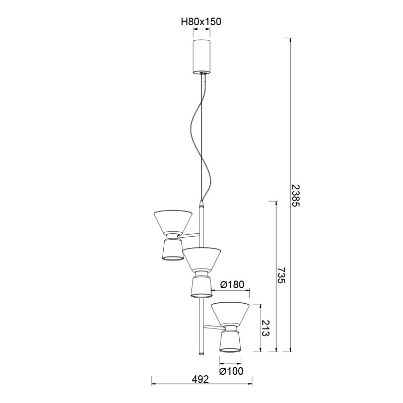 Suspension led design NEW YORK finition or
