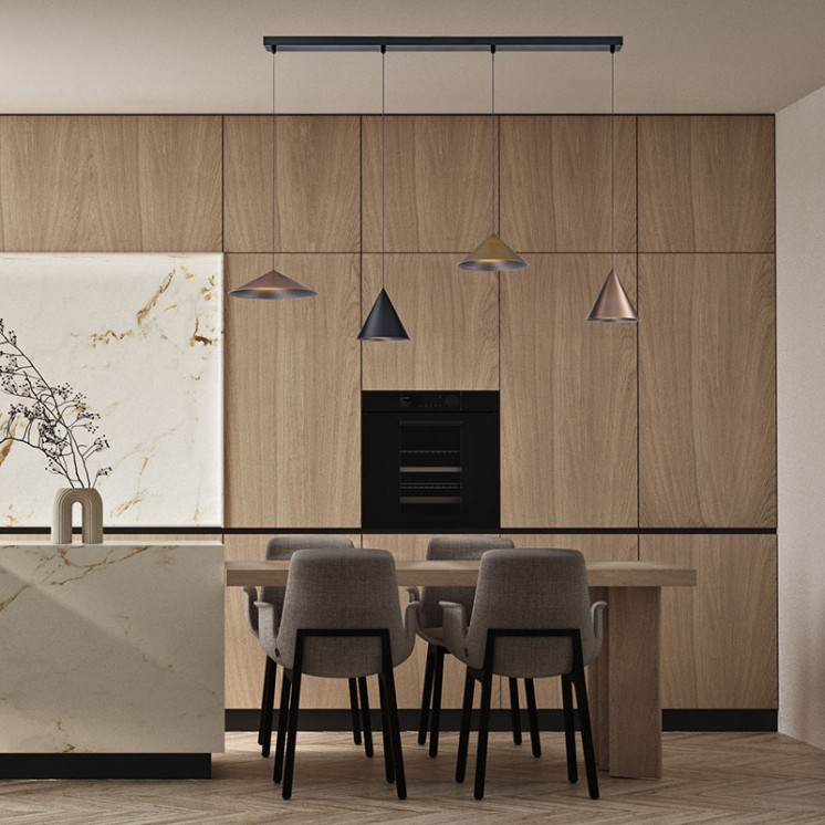 Suspension luminaire en longueur CONO 4 lampes