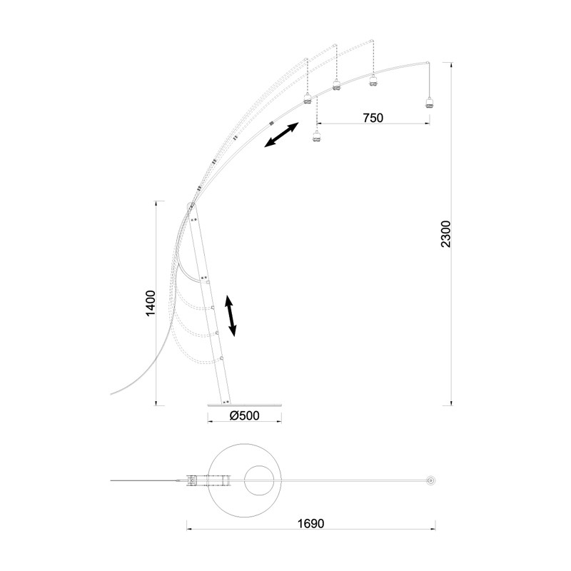 Lampadaire arc design RICCA, 2 couleurs d'abat-jour