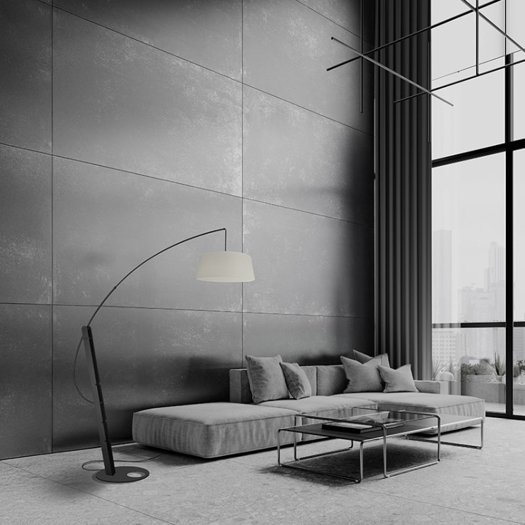 Lampadaire arc design RICCA, 2 couleurs d'abat-jour