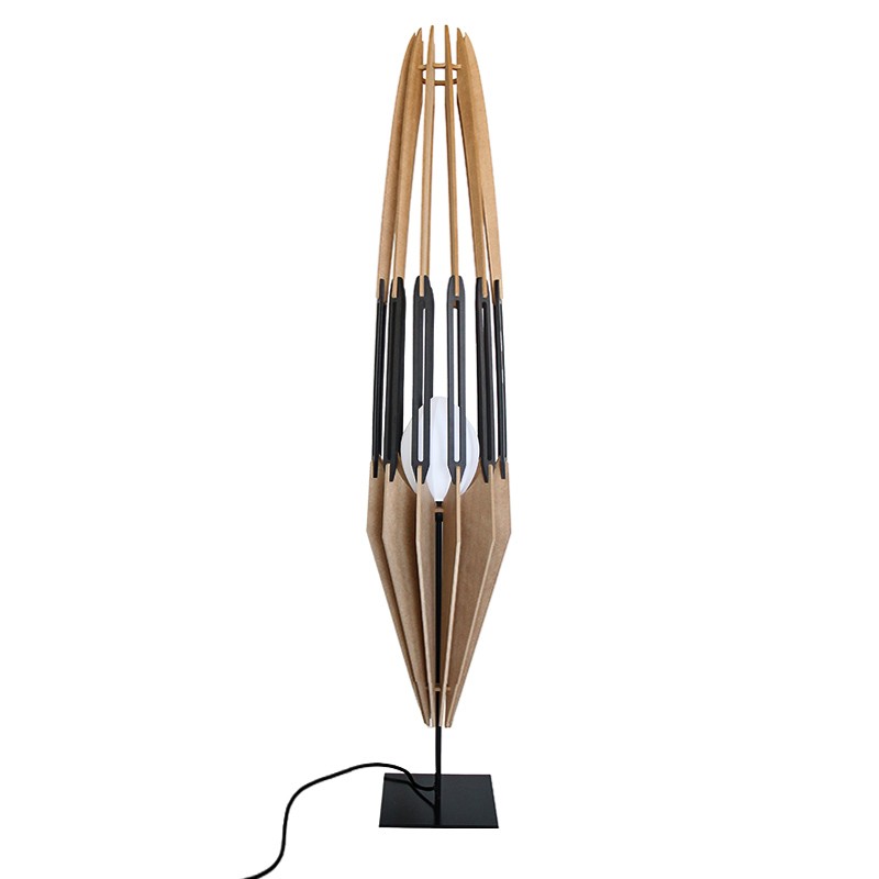 Luminaire sur pied bois FIRE L noir ou mix