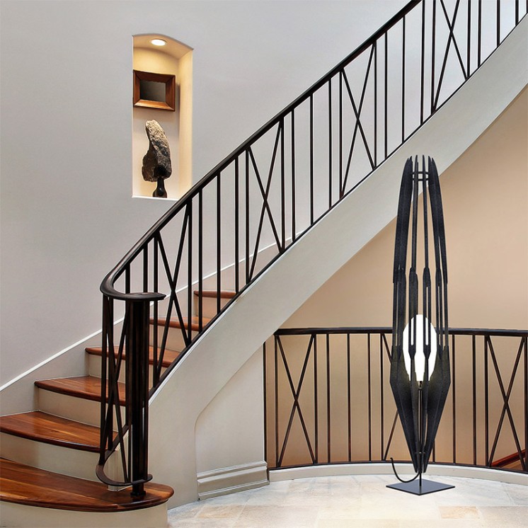 Luminaire sur pied bois FIRE L noir ou mix