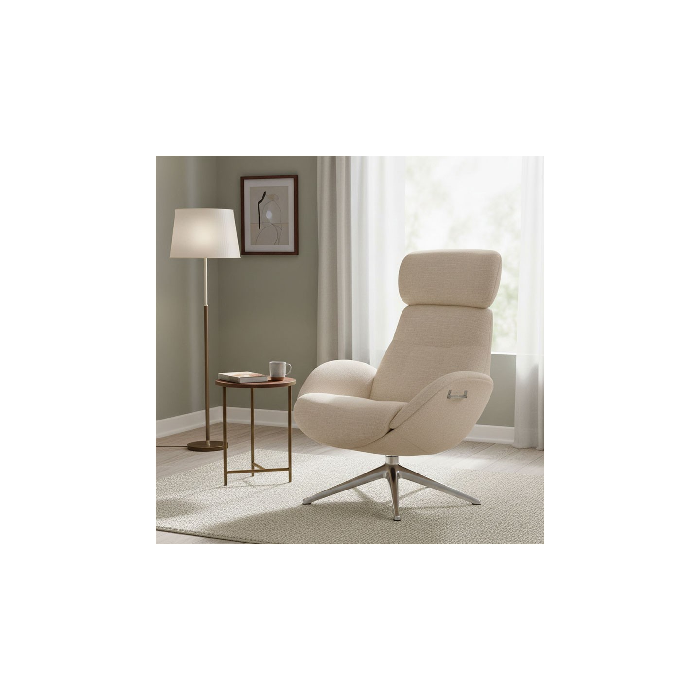 Fauteuil sur pied pivotant ELEGANCE tissu Lido, 6 coloris