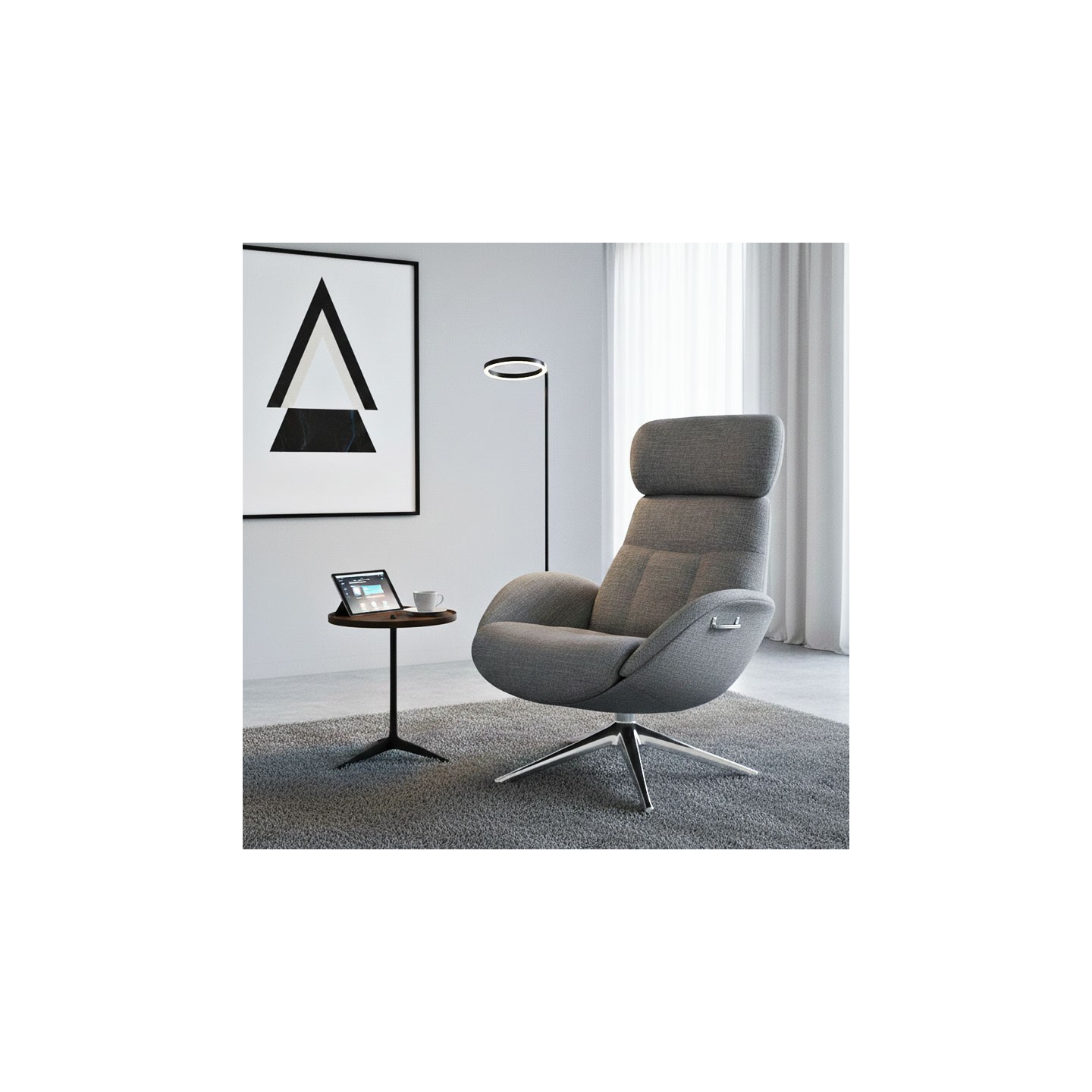 Fauteuil sur pied pivotant ELEGANCE tissu Lido, 6 coloris