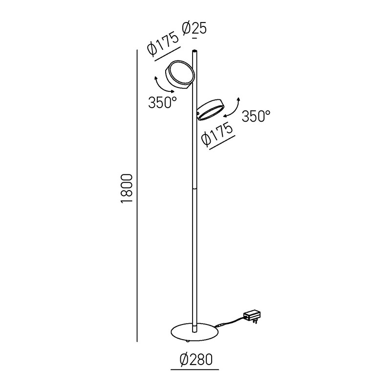 Lampadaire double éclairage GPI, 3 coloris