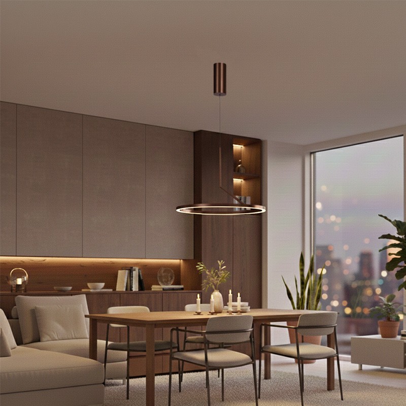 Suspension LED moderne APPLAUSE café, diamètre 60 cm