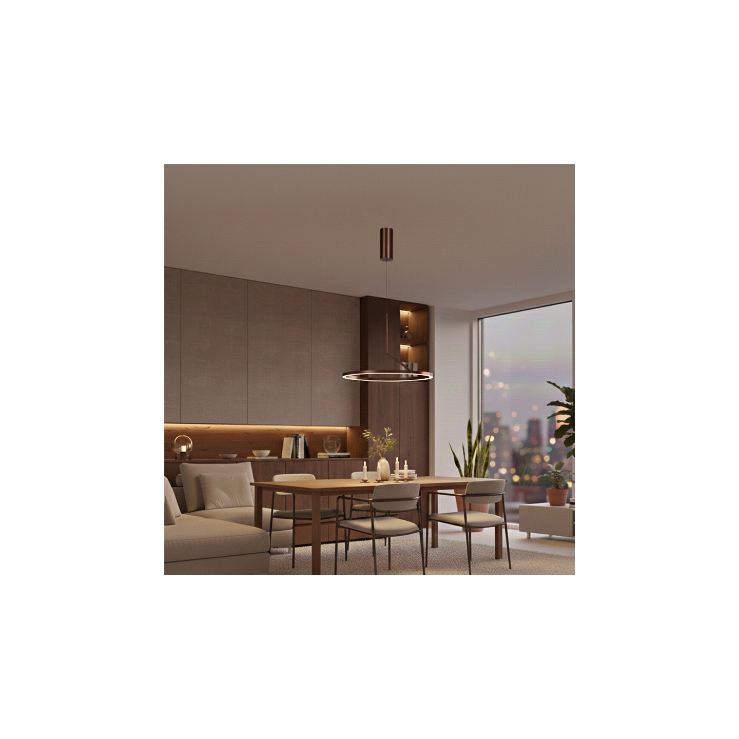 Suspension LED moderne APPLAUSE café, diamètre 60 cm