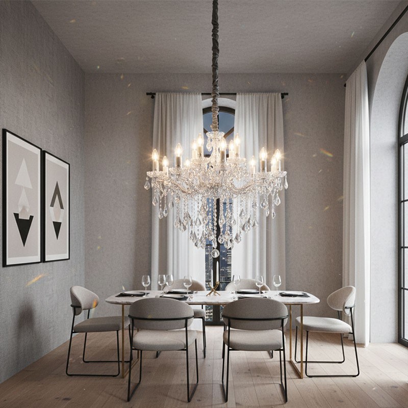 Lustre en cristal FLORIAN chrome ou or, 3 tailles