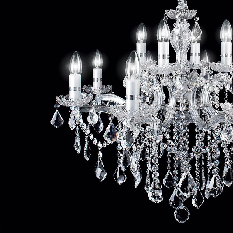 Lustre en cristal FLORIAN chrome ou or, 3 tailles