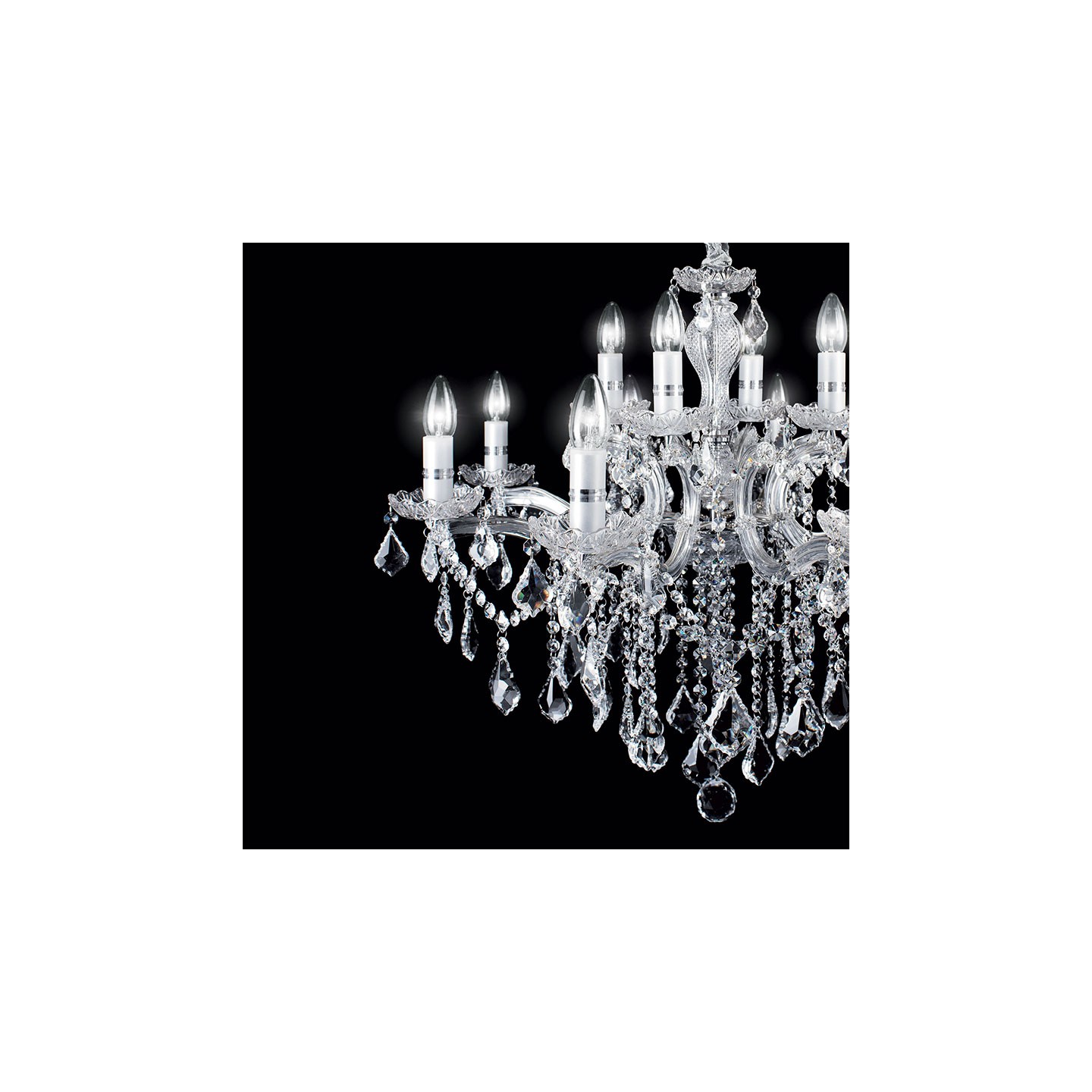 Lustre en cristal FLORIAN chrome ou or, 3 tailles