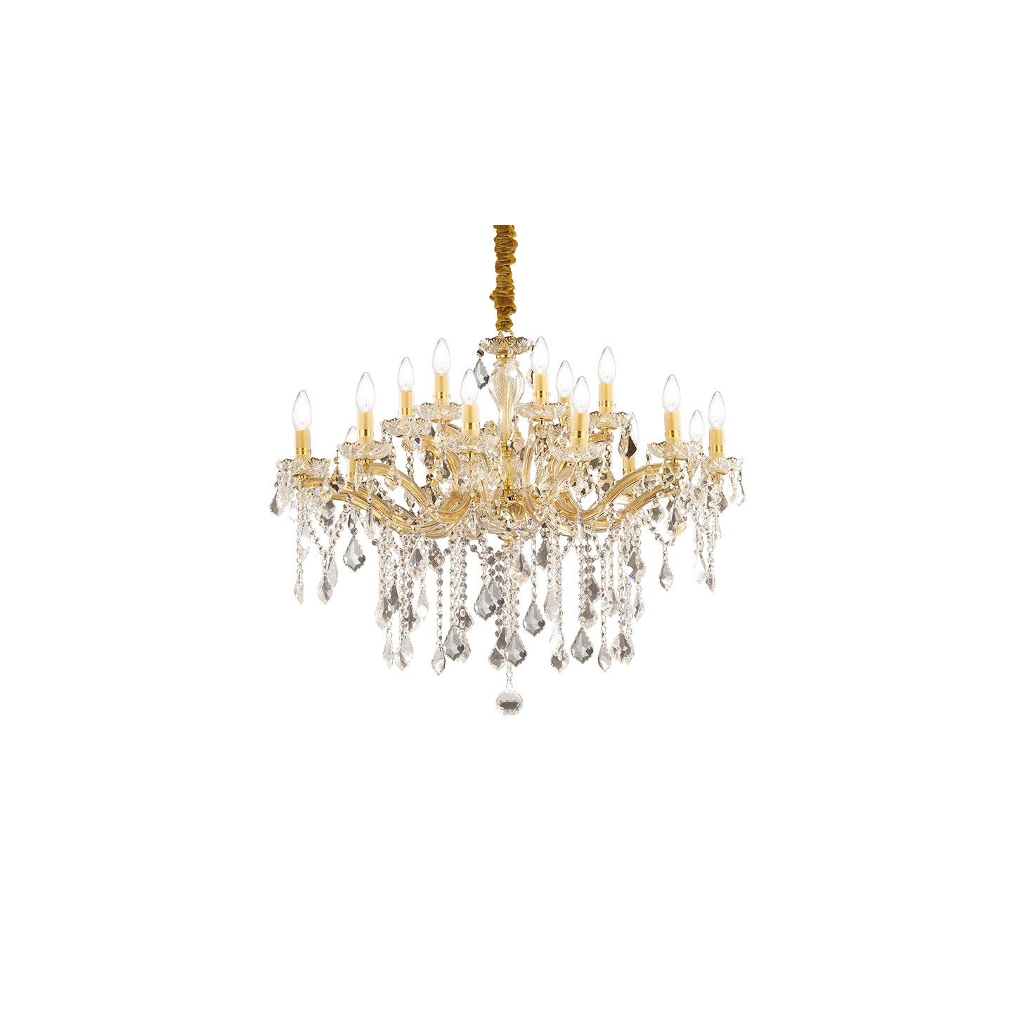 Lustre en cristal FLORIAN chrome ou or, 3 tailles