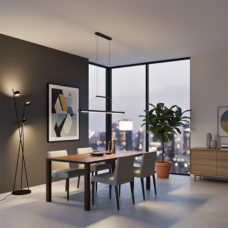 Lampadaire 4 spots CODA noir ou beige chaud