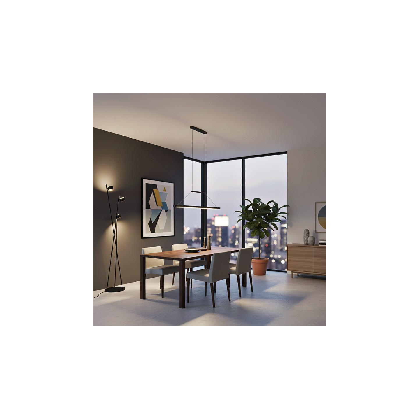 Lampadaire 4 spots CODA noir ou beige chaud