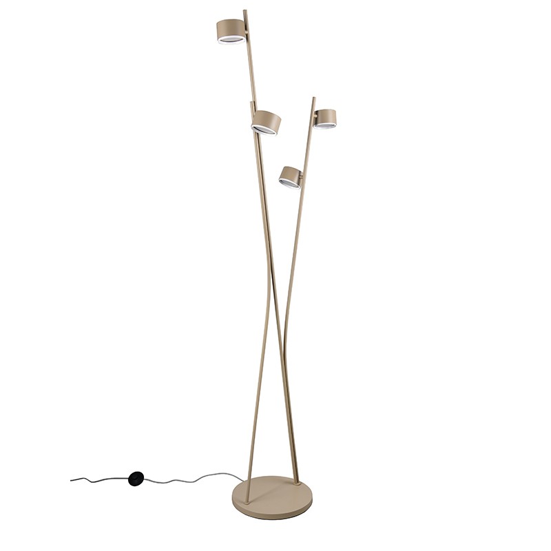 Lampadaire 4 spots CODA noir ou beige chaud