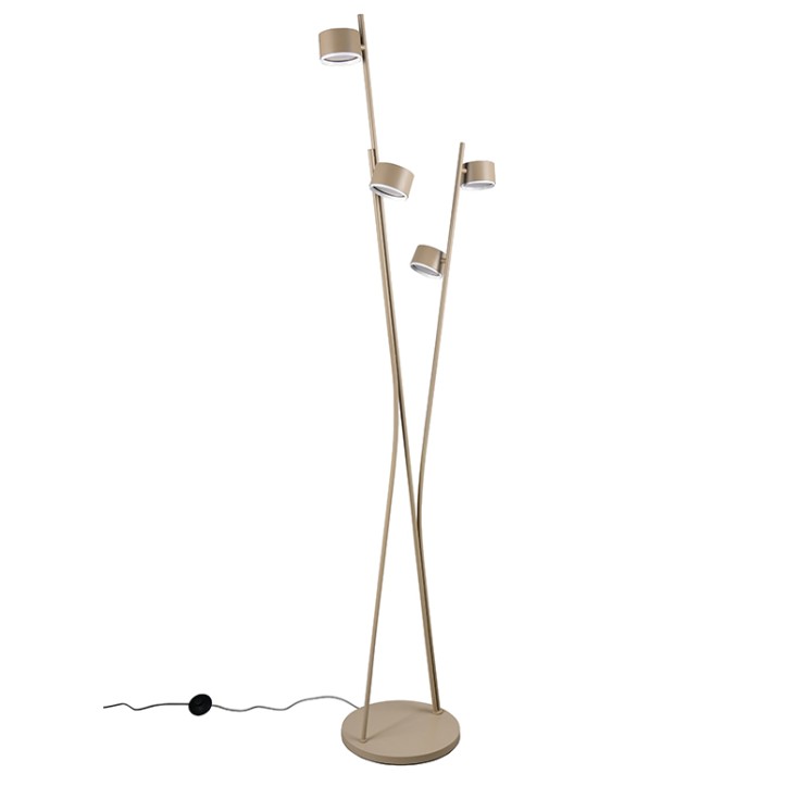 Lampadaire 4 spots CODA noir ou beige chaud