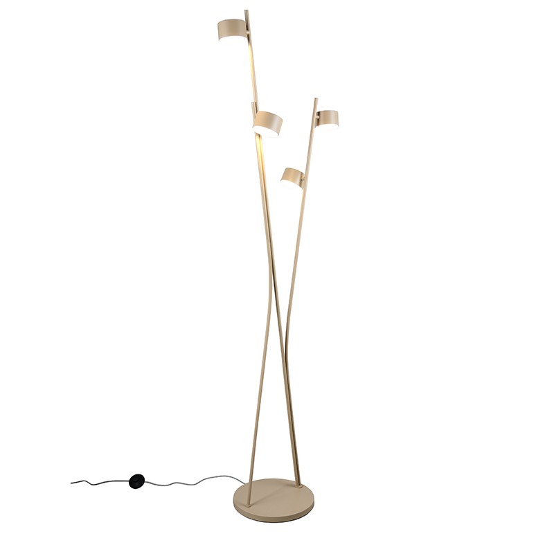 Lampadaire 4 spots CODA noir ou beige chaud
