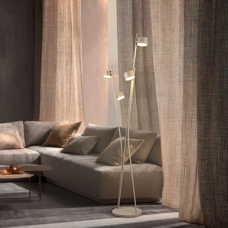 Lampadaire 4 spots CODA noir ou beige chaud