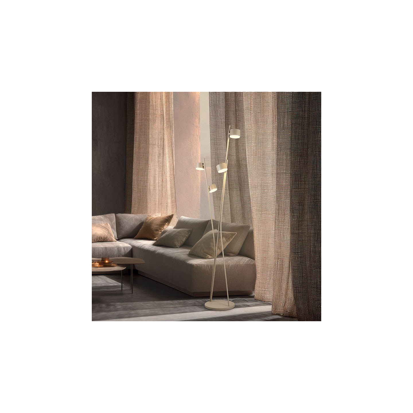 Lampadaire 4 spots CODA noir ou beige chaud