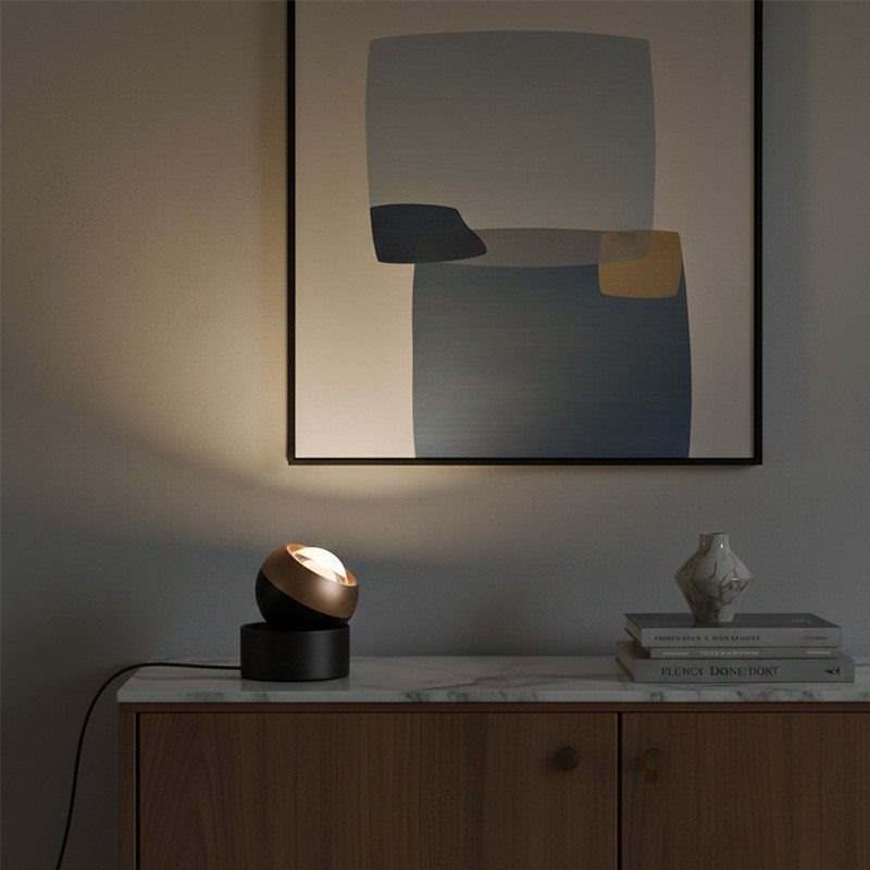 Spot à poser sur meuble ORBIT, bronze cuivré ou nichel mat