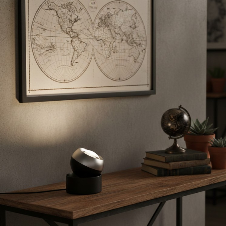 Spot à poser sur meuble ORBIT, bronze cuivré ou nichel mat