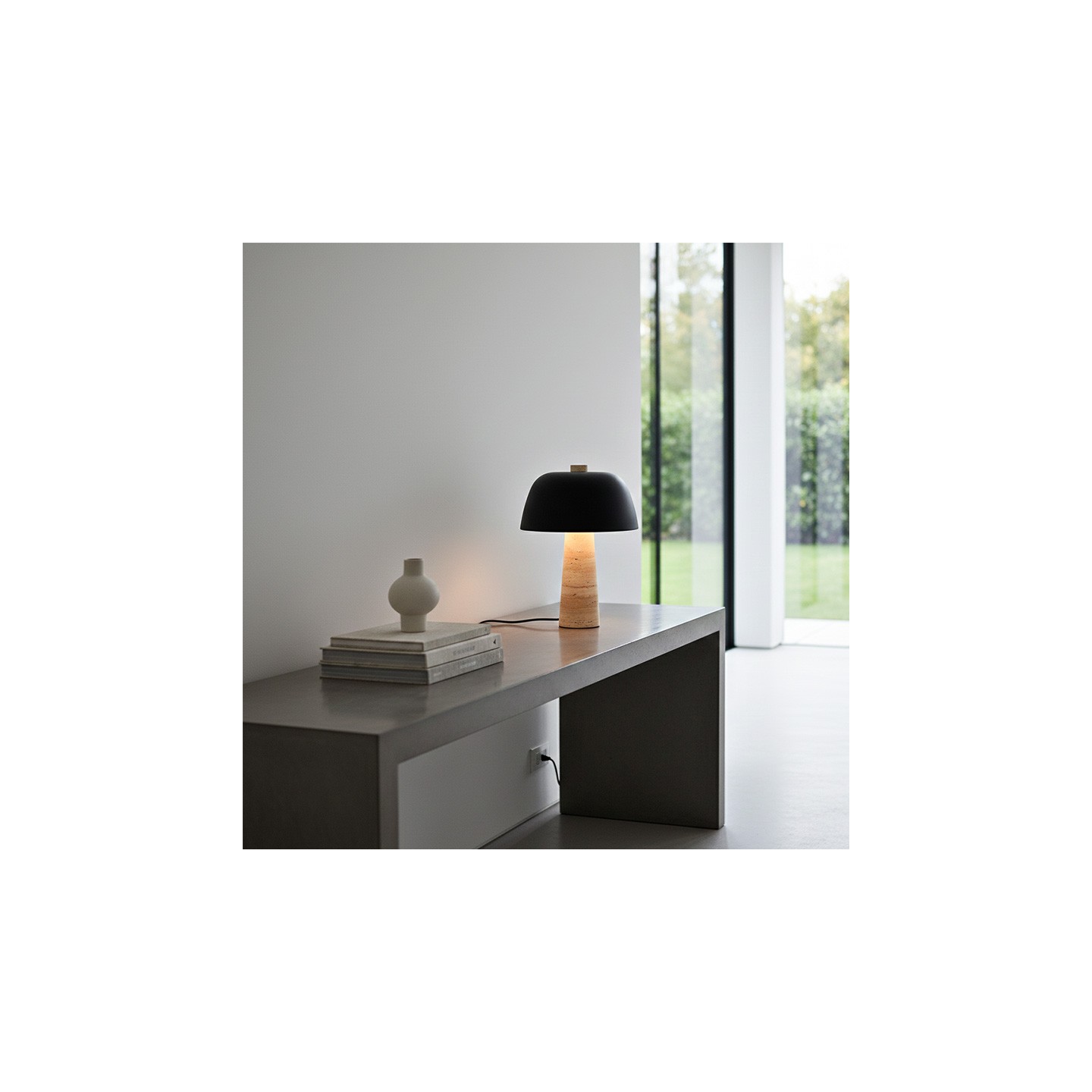 Lampe travertin TIMBA, noir ou blanc