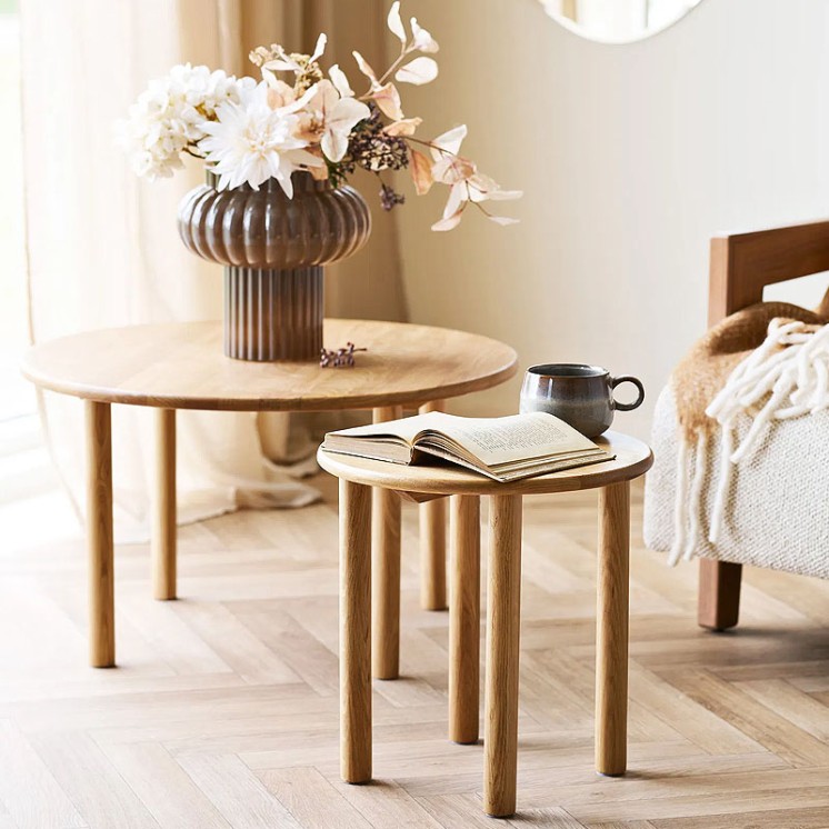 Bout de canapé chêne JENA, diamètre 40 ou 70 cm