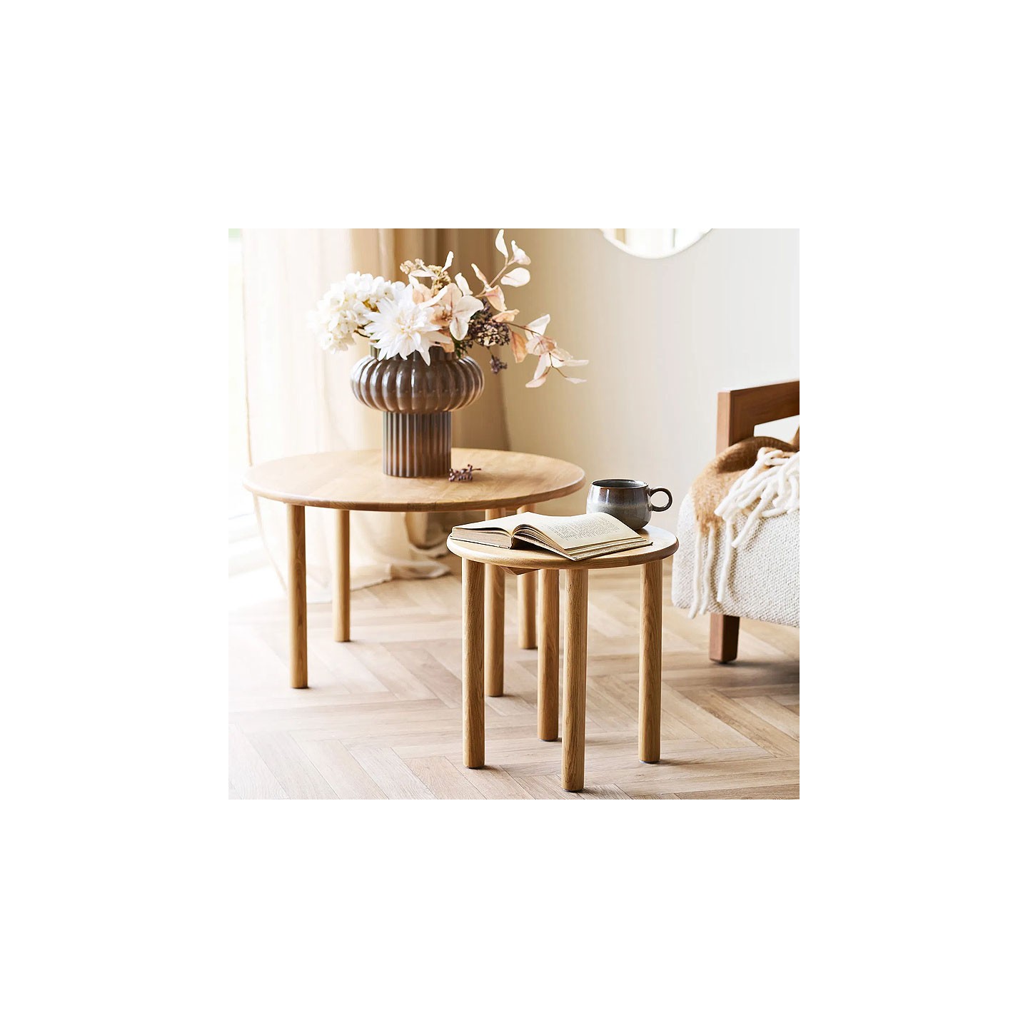 Bout de canapé chêne JENA, diamètre 40 ou 70 cm