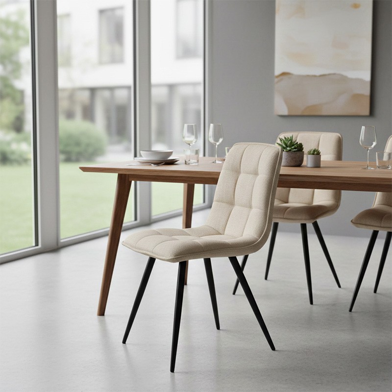 Chaise salle à manger tissu ALIZE, 5 coloris