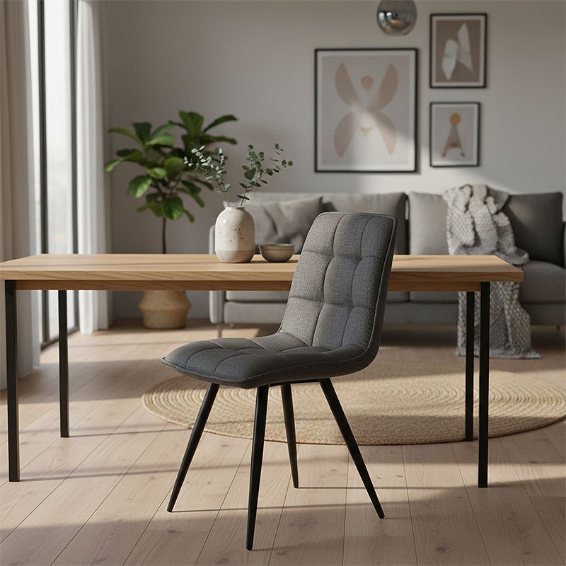 Chaise salle à manger tissu ALIZE, 5 coloris