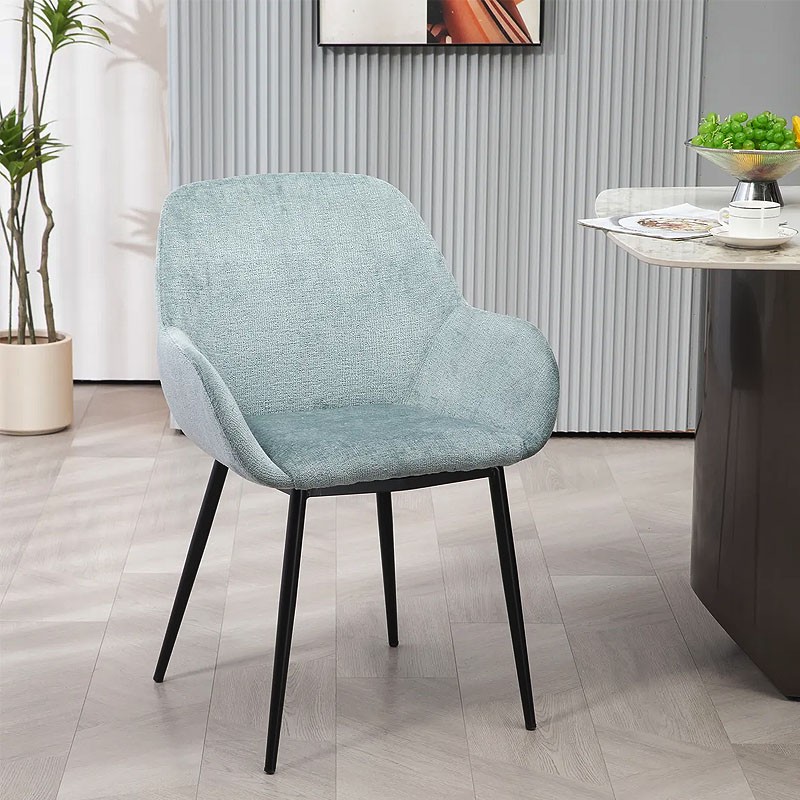 Fauteuil salle à manger accoudoirs HIBIS tissu chenille, 4 coloris