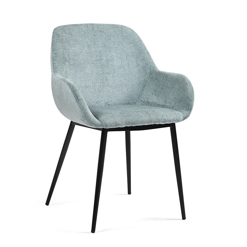 Fauteuil salle à manger accoudoirs HIBIS tissu chenille, 4 coloris