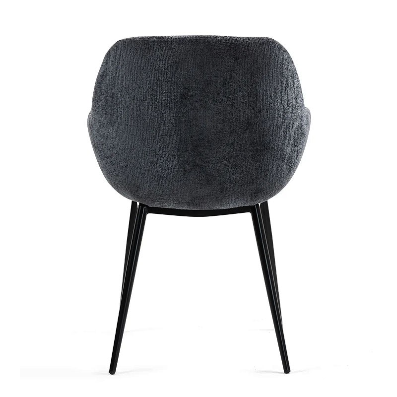 Fauteuil salle à manger accoudoirs HIBIS tissu chenille, 4 coloris