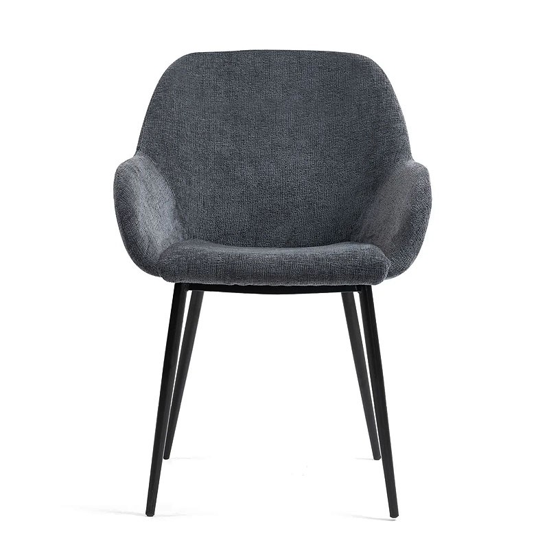 Fauteuil salle à manger accoudoirs HIBIS tissu chenille, 4 coloris